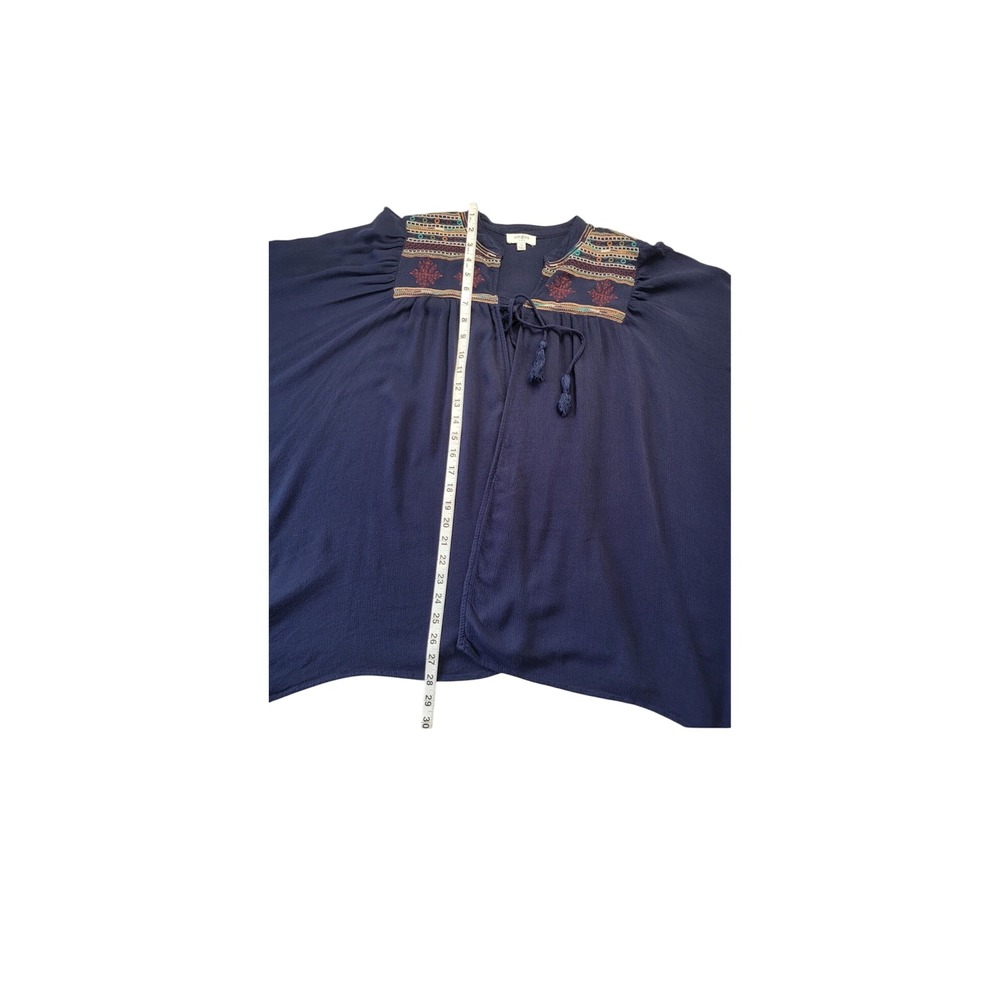 Umgee Embroidered Kimono Open Front Tunic Top Bohemian Navy Blue M - Picture 5 of 6